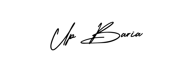 You should practise on your own different ways (AmerikaSignatureDemo-Regular) to write your name (Up Baria) in signature. don't let someone else do it for you. Up Baria signature style 3 images and pictures png