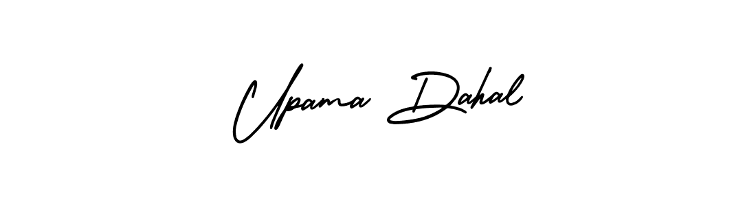 You should practise on your own different ways (AmerikaSignatureDemo-Regular) to write your name (Upama Dahal) in signature. don't let someone else do it for you. Upama Dahal signature style 3 images and pictures png