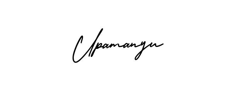 The best way (AmerikaSignatureDemo-Regular) to make a short signature is to pick only two or three words in your name. The name Upamanyu include a total of six letters. For converting this name. Upamanyu signature style 3 images and pictures png