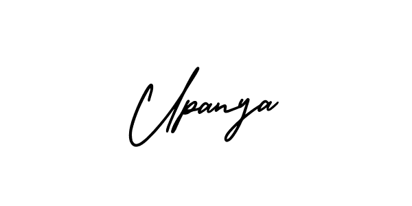 You should practise on your own different ways (AmerikaSignatureDemo-Regular) to write your name (Upanya) in signature. don't let someone else do it for you. Upanya signature style 3 images and pictures png