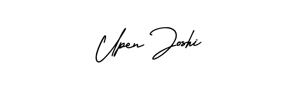 The best way (AmerikaSignatureDemo-Regular) to make a short signature is to pick only two or three words in your name. The name Upen Joshi include a total of six letters. For converting this name. Upen Joshi signature style 3 images and pictures png