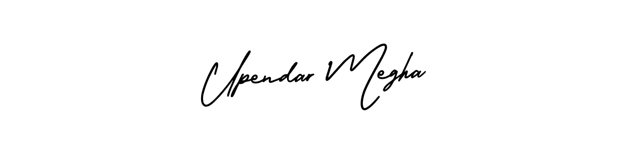 The best way (AmerikaSignatureDemo-Regular) to make a short signature is to pick only two or three words in your name. The name Upendar Megha include a total of six letters. For converting this name. Upendar Megha signature style 3 images and pictures png