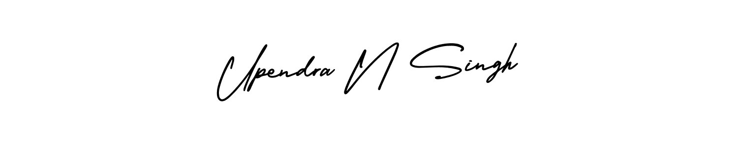 This is the best signature style for the Upendra N Singh name. Also you like these signature font (AmerikaSignatureDemo-Regular). Mix name signature. Upendra N Singh signature style 3 images and pictures png