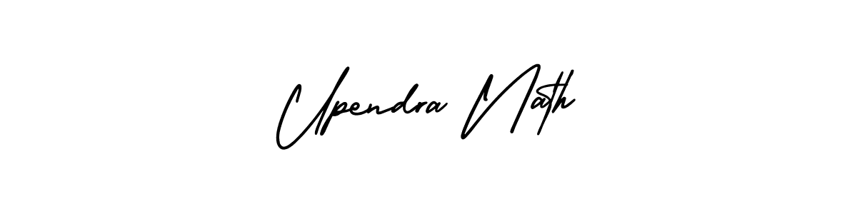 You should practise on your own different ways (AmerikaSignatureDemo-Regular) to write your name (Upendra Nath) in signature. don't let someone else do it for you. Upendra Nath signature style 3 images and pictures png