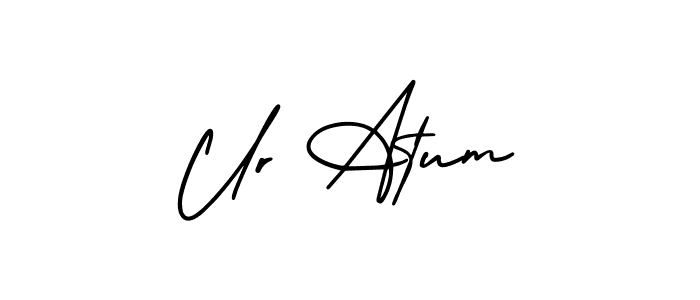 The best way (AmerikaSignatureDemo-Regular) to make a short signature is to pick only two or three words in your name. The name Ur Atum include a total of six letters. For converting this name. Ur Atum signature style 3 images and pictures png