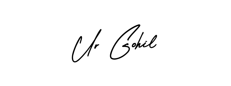 This is the best signature style for the Ur Gohil name. Also you like these signature font (AmerikaSignatureDemo-Regular). Mix name signature. Ur Gohil signature style 3 images and pictures png