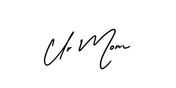 How to make Ur Mom name signature. Use AmerikaSignatureDemo-Regular style for creating short signs online. This is the latest handwritten sign. Ur Mom signature style 3 images and pictures png