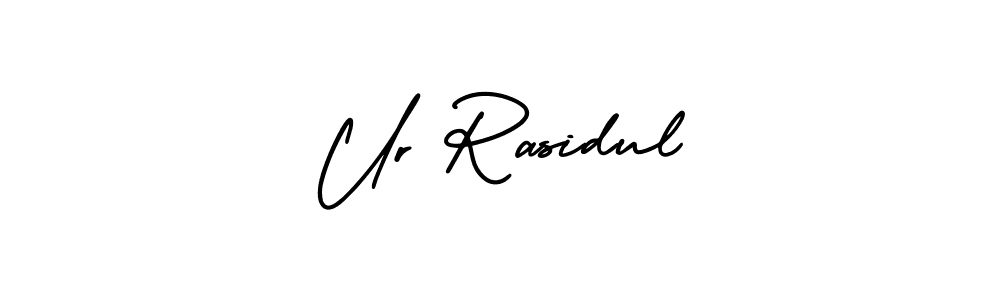 The best way (AmerikaSignatureDemo-Regular) to make a short signature is to pick only two or three words in your name. The name Ur Rasidul include a total of six letters. For converting this name. Ur Rasidul signature style 3 images and pictures png