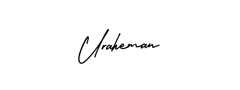 This is the best signature style for the Uraheman name. Also you like these signature font (AmerikaSignatureDemo-Regular). Mix name signature. Uraheman signature style 3 images and pictures png