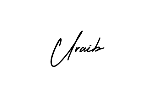 Use a signature maker to create a handwritten signature online. With this signature software, you can design (AmerikaSignatureDemo-Regular) your own signature for name Uraib. Uraib signature style 3 images and pictures png