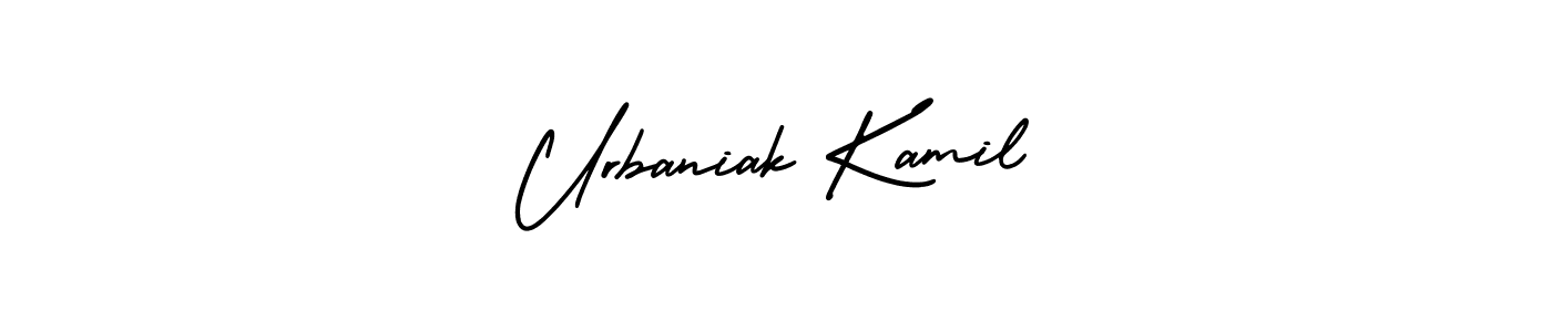 if you are searching for the best signature style for your name Urbaniak Kamil. so please give up your signature search. here we have designed multiple signature styles  using AmerikaSignatureDemo-Regular. Urbaniak Kamil signature style 3 images and pictures png