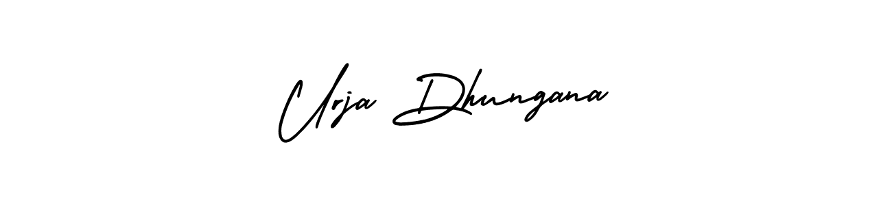 if you are searching for the best signature style for your name Urja Dhungana. so please give up your signature search. here we have designed multiple signature styles  using AmerikaSignatureDemo-Regular. Urja Dhungana signature style 3 images and pictures png