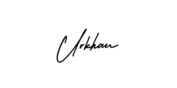 How to make Urkhau name signature. Use AmerikaSignatureDemo-Regular style for creating short signs online. This is the latest handwritten sign. Urkhau signature style 3 images and pictures png