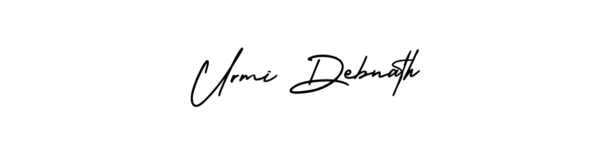 The best way (AmerikaSignatureDemo-Regular) to make a short signature is to pick only two or three words in your name. The name Urmi Debnath include a total of six letters. For converting this name. Urmi Debnath signature style 3 images and pictures png