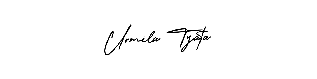 if you are searching for the best signature style for your name Urmila Tyata. so please give up your signature search. here we have designed multiple signature styles  using AmerikaSignatureDemo-Regular. Urmila Tyata signature style 3 images and pictures png