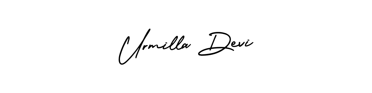 You should practise on your own different ways (AmerikaSignatureDemo-Regular) to write your name (Urmilla Devi) in signature. don't let someone else do it for you. Urmilla Devi signature style 3 images and pictures png