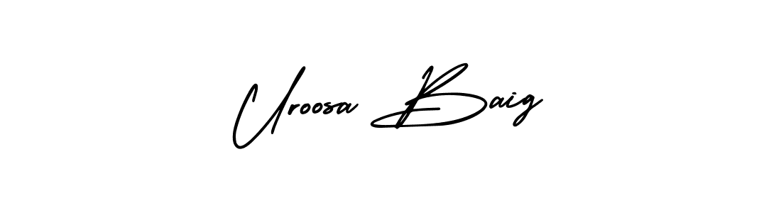 The best way (AmerikaSignatureDemo-Regular) to make a short signature is to pick only two or three words in your name. The name Uroosa Baig include a total of six letters. For converting this name. Uroosa Baig signature style 3 images and pictures png