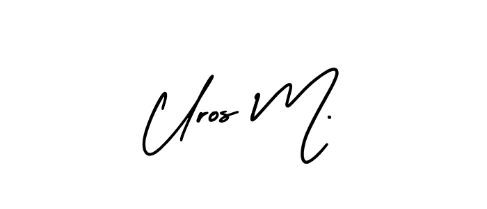 Uros M. stylish signature style. Best Handwritten Sign (AmerikaSignatureDemo-Regular) for my name. Handwritten Signature Collection Ideas for my name Uros M.. Uros M. signature style 3 images and pictures png