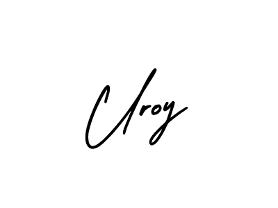 How to make Uroy name signature. Use AmerikaSignatureDemo-Regular style for creating short signs online. This is the latest handwritten sign. Uroy signature style 3 images and pictures png