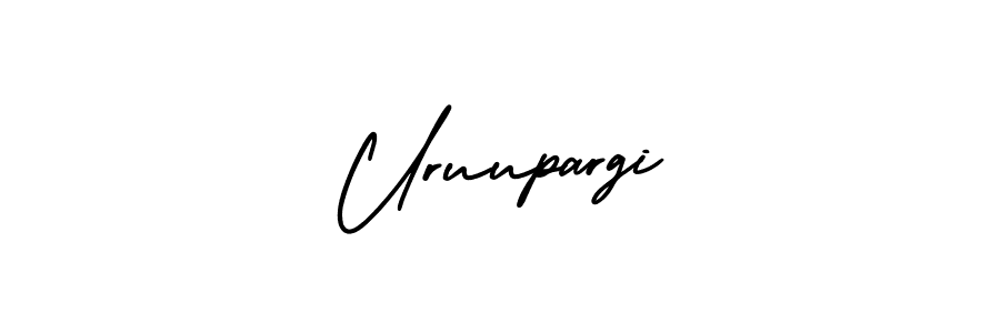 You should practise on your own different ways (AmerikaSignatureDemo-Regular) to write your name (Uruupargi) in signature. don't let someone else do it for you. Uruupargi signature style 3 images and pictures png