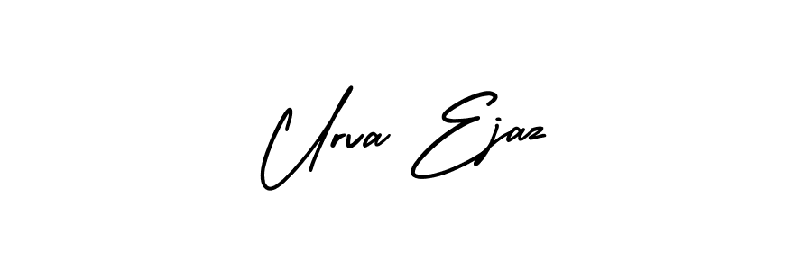 You should practise on your own different ways (AmerikaSignatureDemo-Regular) to write your name (Urva Ejaz) in signature. don't let someone else do it for you. Urva Ejaz signature style 3 images and pictures png
