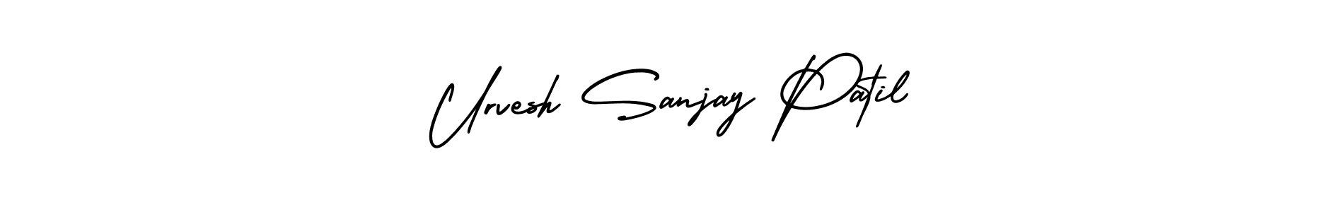 This is the best signature style for the Urvesh Sanjay Patil name. Also you like these signature font (AmerikaSignatureDemo-Regular). Mix name signature. Urvesh Sanjay Patil signature style 3 images and pictures png