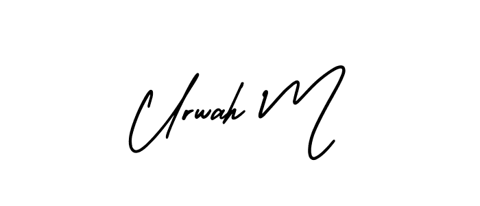 if you are searching for the best signature style for your name Urwah M. so please give up your signature search. here we have designed multiple signature styles  using AmerikaSignatureDemo-Regular. Urwah M signature style 3 images and pictures png