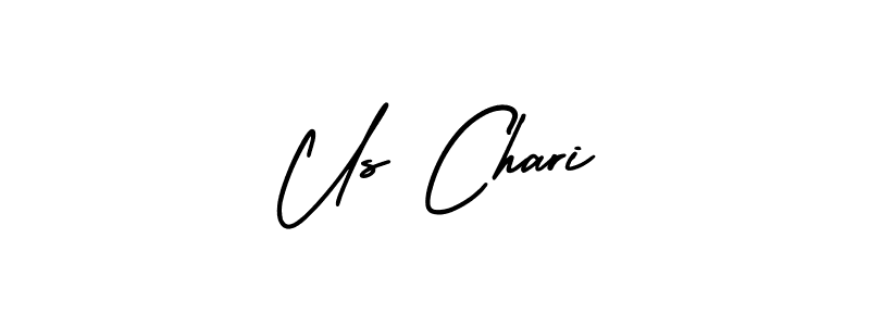 You should practise on your own different ways (AmerikaSignatureDemo-Regular) to write your name (Us Chari) in signature. don't let someone else do it for you. Us Chari signature style 3 images and pictures png