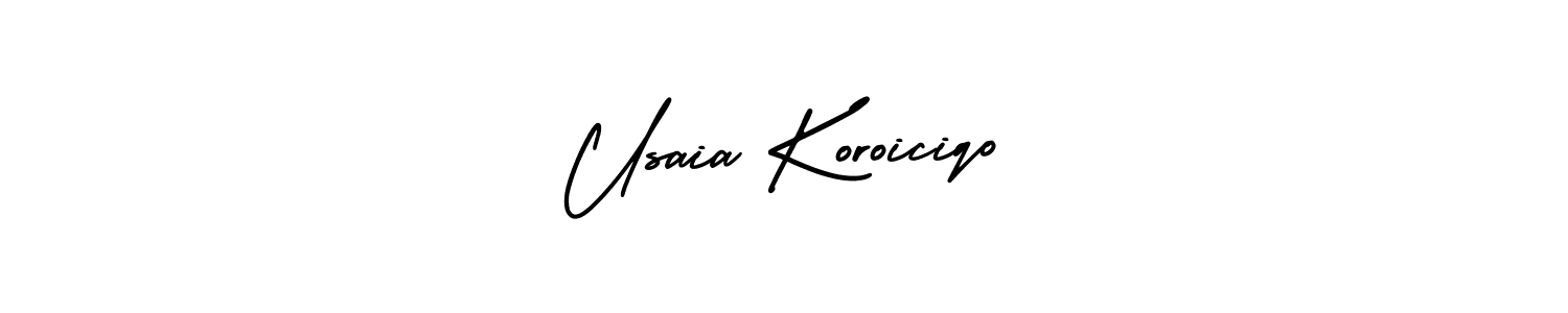 The best way (AmerikaSignatureDemo-Regular) to make a short signature is to pick only two or three words in your name. The name Usaia Koroiciqo include a total of six letters. For converting this name. Usaia Koroiciqo signature style 3 images and pictures png