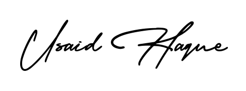 A timeless handwritten aesthetic for Usaid Haque. The AmerikaSignatureDemo-Regular font gives your signature a handcrafted feel with natural curves. Usaid Haque signature style 3 images and pictures png