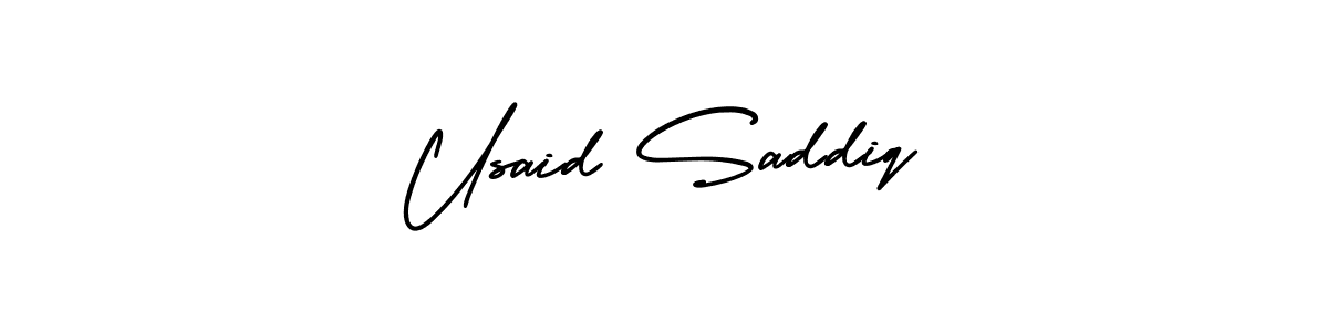 AmerikaSignatureDemo-Regular is a professional signature style that is perfect for those who want to add a touch of class to their signature. It is also a great choice for those who want to make their signature more unique. Get Usaid Saddiq name to fancy signature for free. Usaid Saddiq signature style 3 images and pictures png