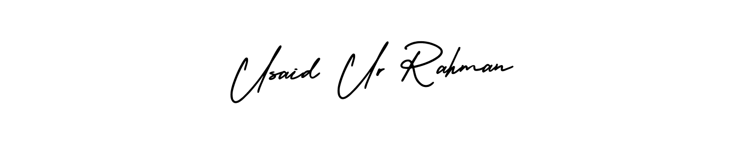 AmerikaSignatureDemo-Regular is a professional signature style that is perfect for those who want to add a touch of class to their signature. It is also a great choice for those who want to make their signature more unique. Get Usaid Ur Rahman name to fancy signature for free. Usaid Ur Rahman signature style 3 images and pictures png