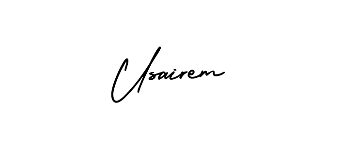 The best way (AmerikaSignatureDemo-Regular) to make a short signature is to pick only two or three words in your name. The name Usairem include a total of six letters. For converting this name. Usairem signature style 3 images and pictures png