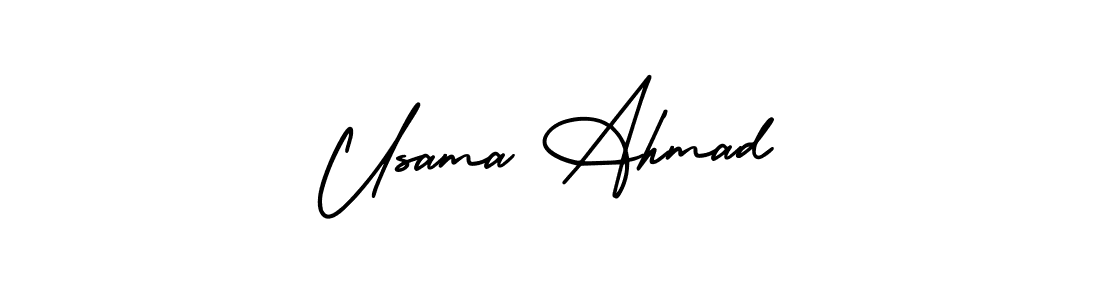 Also You can easily find your signature by using the search form. We will create Usama Ahmad name handwritten signature images for you free of cost using AmerikaSignatureDemo-Regular sign style. Usama Ahmad signature style 3 images and pictures png
