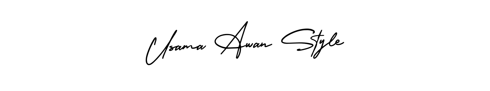 The best way (AmerikaSignatureDemo-Regular) to make a short signature is to pick only two or three words in your name. The name Usama Awan Style include a total of six letters. For converting this name. Usama Awan Style signature style 3 images and pictures png