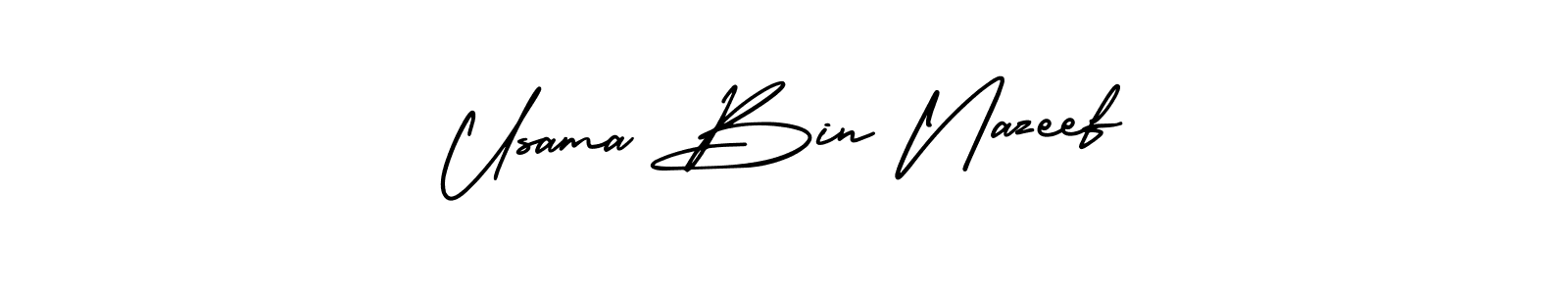 Make a beautiful signature design for name Usama Bin Nazeef. With this signature (AmerikaSignatureDemo-Regular) style, you can create a handwritten signature for free. Usama Bin Nazeef signature style 3 images and pictures png