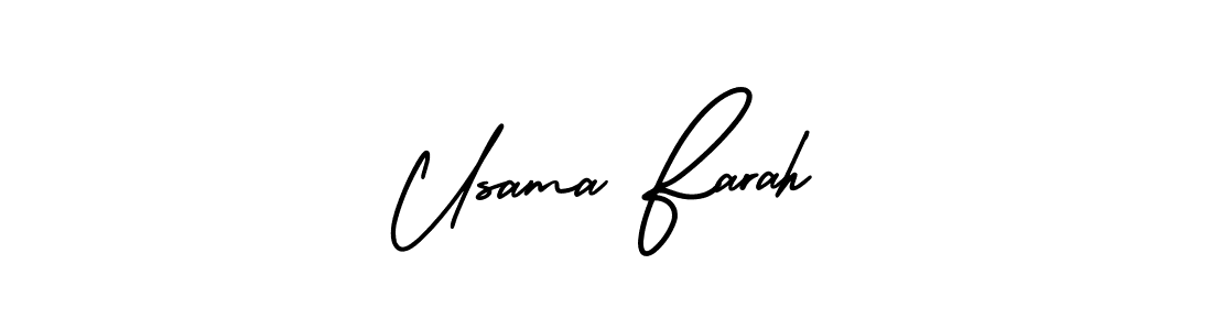 This is the best signature style for the Usama Farah name. Also you like these signature font (AmerikaSignatureDemo-Regular). Mix name signature. Usama Farah signature style 3 images and pictures png