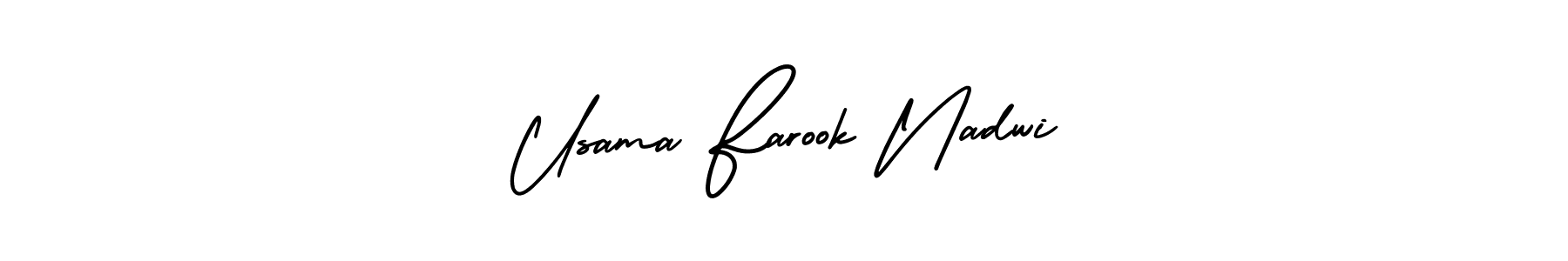 Similarly AmerikaSignatureDemo-Regular is the best handwritten signature design. Signature creator online .You can use it as an online autograph creator for name Usama Farook Nadwi. Usama Farook Nadwi signature style 3 images and pictures png