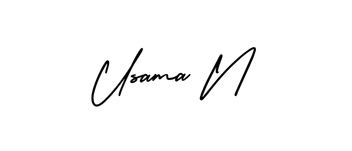 You should practise on your own different ways (AmerikaSignatureDemo-Regular) to write your name (Usama N) in signature. don't let someone else do it for you. Usama N signature style 3 images and pictures png