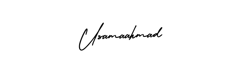 AmerikaSignatureDemo-Regular is a professional signature style that is perfect for those who want to add a touch of class to their signature. It is also a great choice for those who want to make their signature more unique. Get Usamaahmad name to fancy signature for free. Usamaahmad signature style 3 images and pictures png