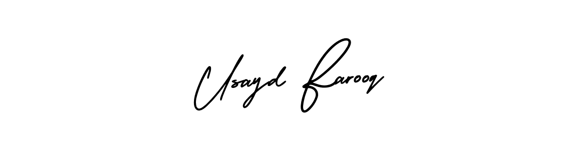 How to make Usayd Farooq name signature. Use AmerikaSignatureDemo-Regular style for creating short signs online. This is the latest handwritten sign. Usayd Farooq signature style 3 images and pictures png