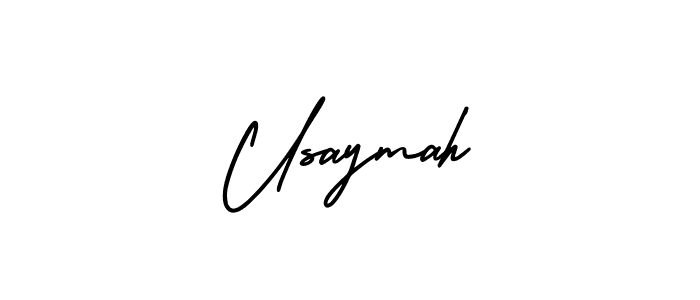 How to make Usaymah name signature. Use AmerikaSignatureDemo-Regular style for creating short signs online. This is the latest handwritten sign. Usaymah signature style 3 images and pictures png