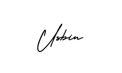 Make a beautiful signature design for name Usbin. With this signature (AmerikaSignatureDemo-Regular) style, you can create a handwritten signature for free. Usbin signature style 3 images and pictures png