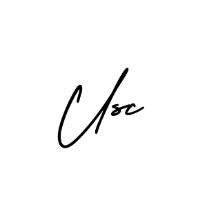 The best way (AmerikaSignatureDemo-Regular) to make a short signature is to pick only two or three words in your name. The name Usc include a total of six letters. For converting this name. Usc signature style 3 images and pictures png