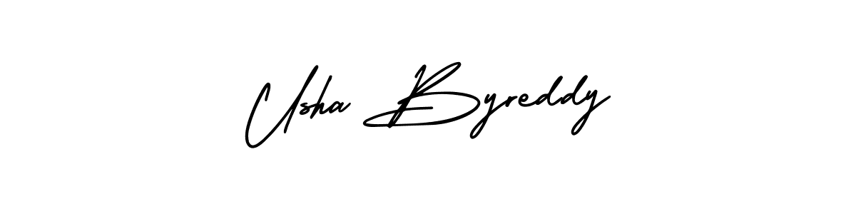 The best way (AmerikaSignatureDemo-Regular) to make a short signature is to pick only two or three words in your name. The name Usha Byreddy include a total of six letters. For converting this name. Usha Byreddy signature style 3 images and pictures png