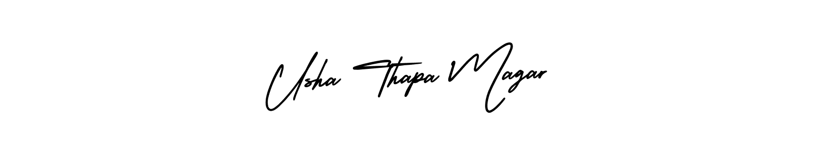Similarly AmerikaSignatureDemo-Regular is the best handwritten signature design. Signature creator online .You can use it as an online autograph creator for name Usha Thapa Magar. Usha Thapa Magar signature style 3 images and pictures png