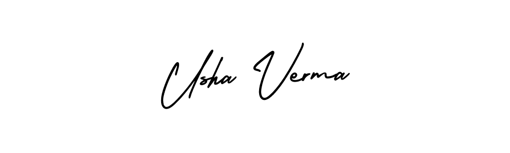 You should practise on your own different ways (AmerikaSignatureDemo-Regular) to write your name (Usha Verma) in signature. don't let someone else do it for you. Usha Verma signature style 3 images and pictures png