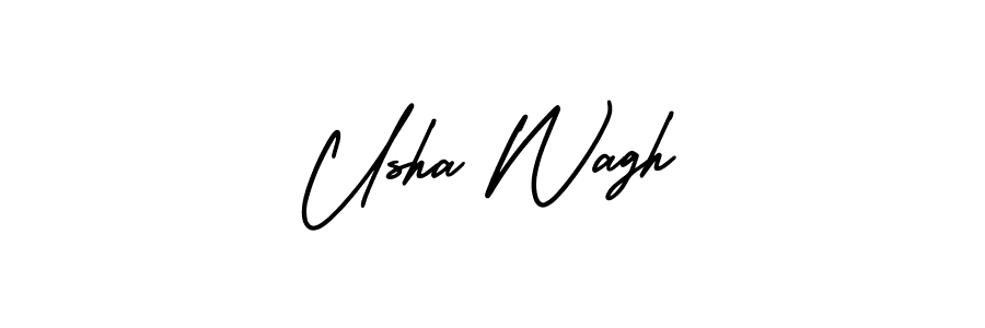 if you are searching for the best signature style for your name Usha Wagh. so please give up your signature search. here we have designed multiple signature styles  using AmerikaSignatureDemo-Regular. Usha Wagh signature style 3 images and pictures png