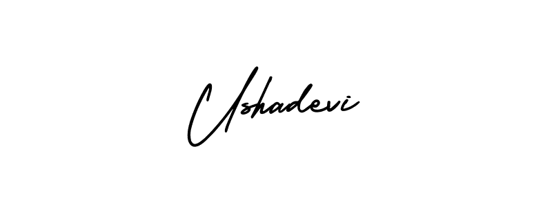 The best way (AmerikaSignatureDemo-Regular) to make a short signature is to pick only two or three words in your name. The name Ushadevi include a total of six letters. For converting this name. Ushadevi signature style 3 images and pictures png