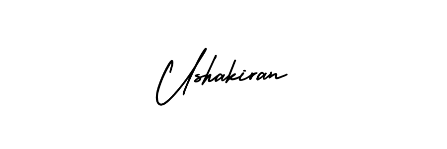 This is the best signature style for the Ushakiran name. Also you like these signature font (AmerikaSignatureDemo-Regular). Mix name signature. Ushakiran signature style 3 images and pictures png